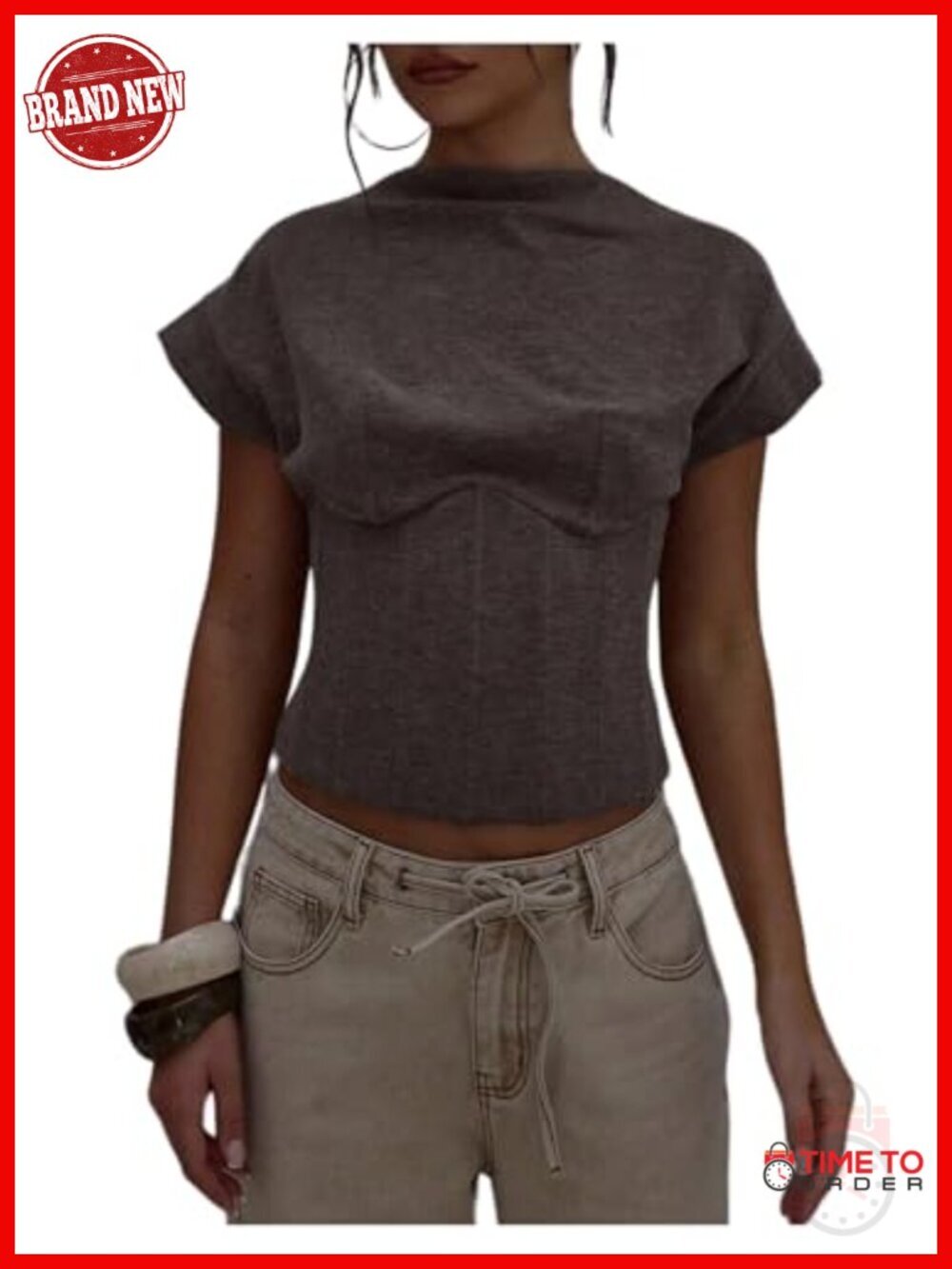 Crew Neck Cap Sleeve Tank Top with Zip Back